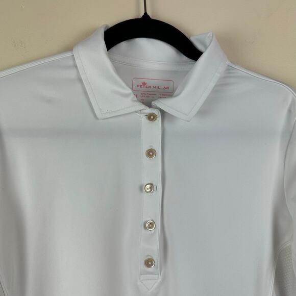 Peter Millar Womens White Polo Shirt UPF 50+ Performance Size M Golf Pickleball - Picture 2 of 7